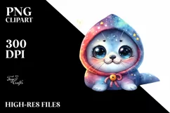 Colorful Baby Hooded Seal Under Moon and Stars | Clipart Product Image 3