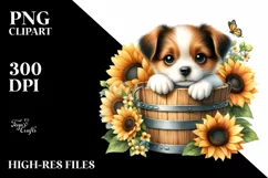 Cute Dog in Sunflower PNG Product Image 3