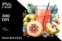 Watercolor Flowers,Quince Juice Clipart Product Image 1