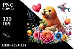 Colorful Adorned Walrus Sitting on a Flower PNG Product Image 2