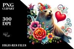 Colorful Adorned Walrus Sitting on a Flower PNG Product Image 2