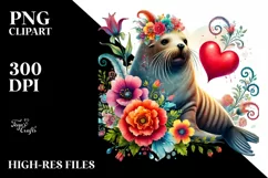 Colorful Adorned Walrus Sitting on a Flower PNG Product Image 2