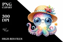 Colorful Baby Octopus with Sun es and Sun Hat Product Image 1