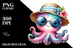 Colorful Baby Octopus with Sun es and Sun Hat Product Image 1
