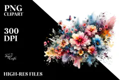 Grungy Flowered Painting PNG Product Image 2