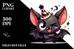 Innocent Bat with Party Hat PNG Product Image 2