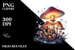 Glossy Magical Mushroom Watercolor Splash PNG Product Image 3