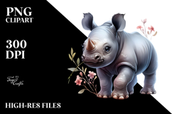Adorable Baby Rhino with Big Eyes PNG Product Image 2