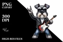 Rock Star Miniature Schnauzer Watercolor Clipart Product Image 1