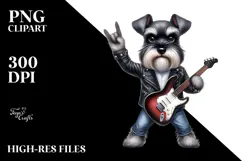 Rock Star Miniature Schnauzer Watercolor Clipart Product Image 2