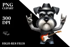 Rock Star Miniature Schnauzer Watercolor Clipart Product Image 3