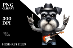 Rock Star Miniature Schnauzer Watercolor Clipart Product Image 2