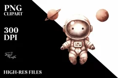 Washed Whimsical Astronaut Girl | Clipart Product Image 3
