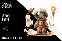 Washed Whimsical Astronaut Girl | Clipart Product Image 3