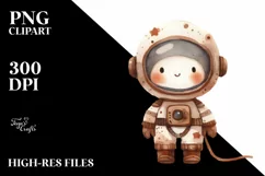 Washed Whimsical Astronaut Girl | Clipart Product Image 3