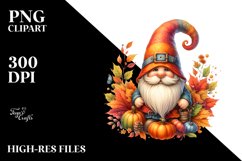 Autumn Gnome,Watercolor PNG Product Image 1