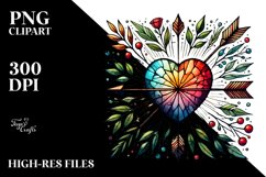 Washed Watercolor Heart with Arrow PNG Product Image 2