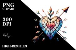 Washed Watercolor Heart with Arrow PNG Product Image 2