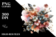 Abstract Impatiens with Golden Frame PNG Product Image 2