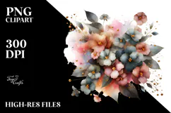 Abstract Impatiens with Golden Frame PNG Product Image 2