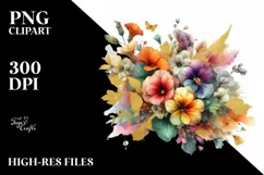 Colorful Bouquet with Gold Foil Nasturtium Clipart Product Image 3