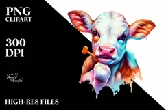 Playful Baby Cow with Clue PNG Product Image 3