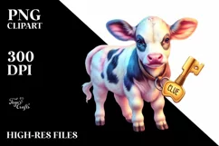 Playful Baby Cow with Clue PNG Product Image 3