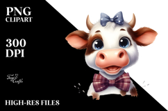 Expressive Cow with Bow and Tie PNG Product Image 2