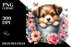 Cute Dog with Flowers PNG Product Image 3