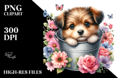 Cute Dog with Flowers PNG Product Image 2