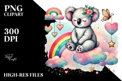 Colorful Pastel Koala Cloud PNG Product Image 2
