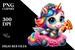 Cute Vibrant Watercolor Baby Unicorn PNG Product Image 2