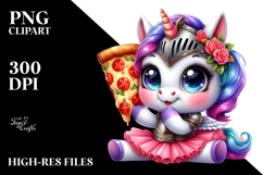 Watercolor Baby Unicorn with Tutu PNG Product Image 2