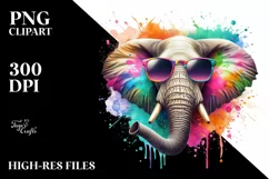Colorful Artistic Elephant Sunglasses, Clipart Product Image 3