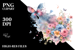 Butterfly with Flowers PNG Product Image 2