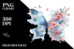 Butterfly with Flowers PNG Product Image 2