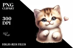 Funny Kitten Love Sign Watercolor Clipart Product Image 3
