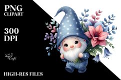 Baby Gnome with Lobelia Floral Ornament, PNG Product Image 2
