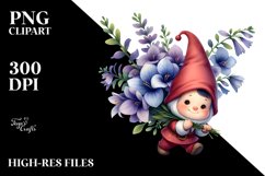 Baby Gnome with Lobelia Floral Ornament, PNG Product Image 2