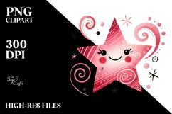 Pinkish Smiling Whimsical Star PNG Product Image 2