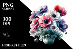 Vibrant Anemone Pot Watercolor Clipart Product Image 3