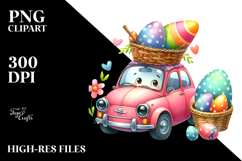 Bunny with Car and Easter Eggs, PNG Product Image 2