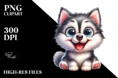 Crazy Looking Siberian Husky Watercolor Clipart Product Image 3