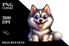 Crazy Looking Siberian Husky Watercolor Clipart Product Image 3