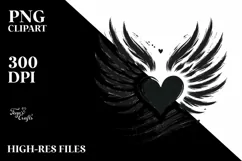 Simple Heart with Wings and Crown, PNG Product Image 2