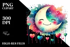 Colorful Half Moon with Hearts, Transparent PNG Product Image 2