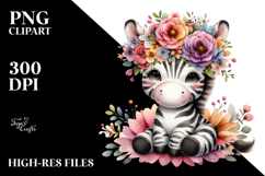 Cartoon-Style Zebra Sitting on Flower Product Image 2
