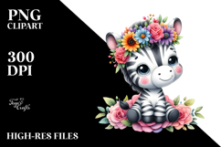 Cartoon-Style Zebra Sitting on Flower Product Image 2