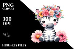 Cartoon-Style Zebra Sitting on Flower Product Image 2