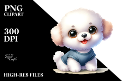 Happy Baby Bichon Frise Watercolor PNG Product Image 2